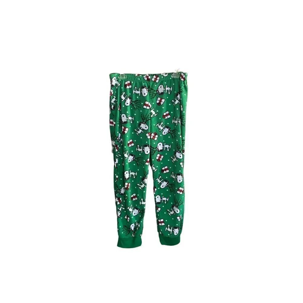 Peanuts, snoopy, youth, green reindeer, snoopy lounge, pajama pants S/L
